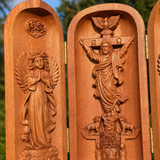 Hand-carved Portable Church - Mini Christian Ascension scene Triptych Altar