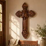 Hand-Carved Beechwood Our Lady of Guadalupe Wall Cross – Catholic Christian Home Décor - side view