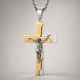 Stainless Steel Cross Pendant with Scripture – Comes with a 24-inch chain