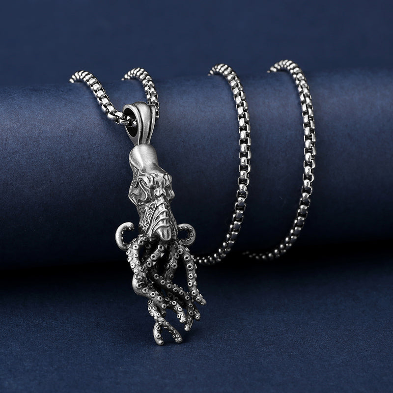 Pure Tin Shield Octopus Necklace