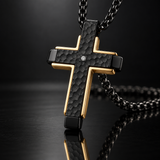 Hammered Two-Tone Stainless Steel Cross Necklace – Strength, Faith & Rugged Elegance