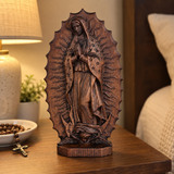 Our Lady of Guadalupe Hand-Carved Solid Beechwood Statue – Catholic Prayer & Home Blessing Decor
