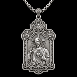 S925 Sterling Silver Sacred Heart of Jesus Pendant Necklace – Christian Faith Religious Jewelry