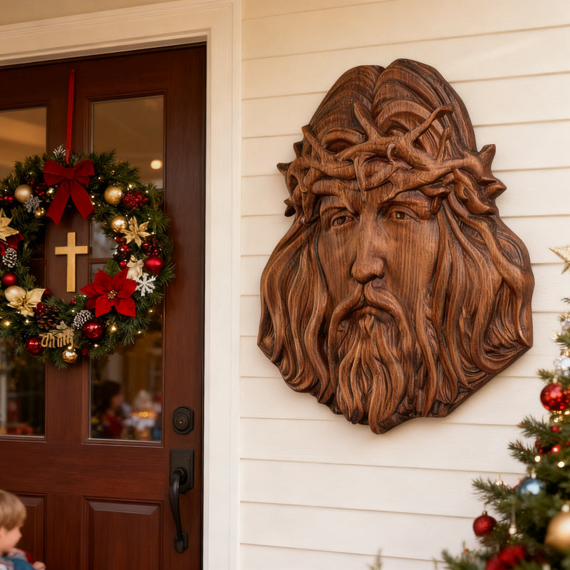 Handcrafted Beechwood Jesus Thorn Crown Wall Hanging — A Sacred Reminder of His Everlasting Love