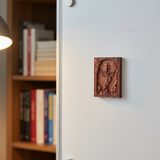 Archangel Michael Hand-Carved Wood Refrigerator Magnet | 4 Sacred Wood Tones