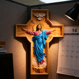 Bgcopper October New Release: Hand-Carved Painted Wood Cross — The Ascension of Christ
