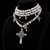 Multi-Layer Cross Pearl Necklace – Christian Faith Jewelry for Women