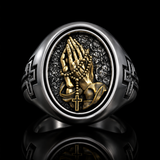 925K Sterling Silver Praying Hands Ring - Christian Symbol of Faith and Devotion