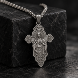 Keep His Sacred Heart Close to Yours – S925 Sterling Silver Jesus Cross Necklace