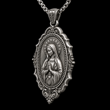 Virgin Mary Prayer Medal Necklace – S925 Sterling Silver Catholic Pendant