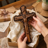 Hand-Carved White Ash Wood Cross - Sacred Christian Home Altar Decor for Christmas & Spiritual Gifting