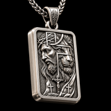 S925 Sterling Silver Jesus & Lion Cross Pendant Necklace – Christian Faith Jewelry for Men