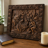 Krippe Holz geschnitzte Plakette, natürliche Buche Massivholz Religiöses Geschenk, Christliches Weihnachts geschenk