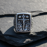 S925K Silver Handcrafted Jesus Crucifixion Scene Ring