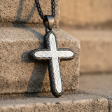 Textured Two-Tone Cross Necklace – Faith, Resilience & Rugged Elegance