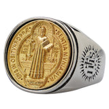 Saint Benedict Medal Stainless Steel Cross Ring