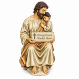 Saint Joseph & Child Jesus Resin Figurine – Strong Hands, Faithful Heart Christian Home Decor