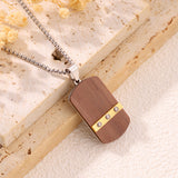 Stainless Steel & Wood Dog Tag Necklace – Nature, Strength & Minimalist Elegance