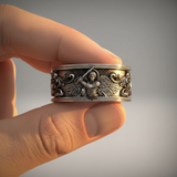 S925K Silver Archangel Michael Ring | Sacred Protection and Baroque Rococo Style Engravings