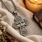 S925 Sterling Silver Jesus Crown of Thorns Cross Pendant Necklace – Christian Faith Jewelry for Men