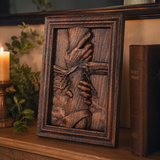 God's Redeeming Hand Beech Wood Carving Wall Decoration - design detail