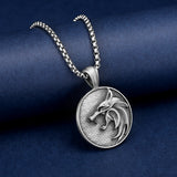 Pure Tin White Wolf Necklace - Witcher Medallion & Amulet