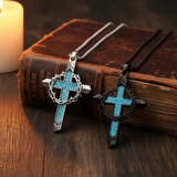 Crown of Thorns Turquoise Cross Necklace – Christian Faith Pendant with 24″ Chain
