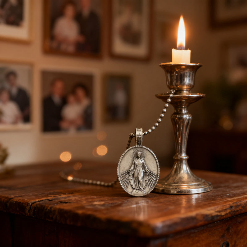 Pure Tin Miraculous Medal Virgin Mary Necklace