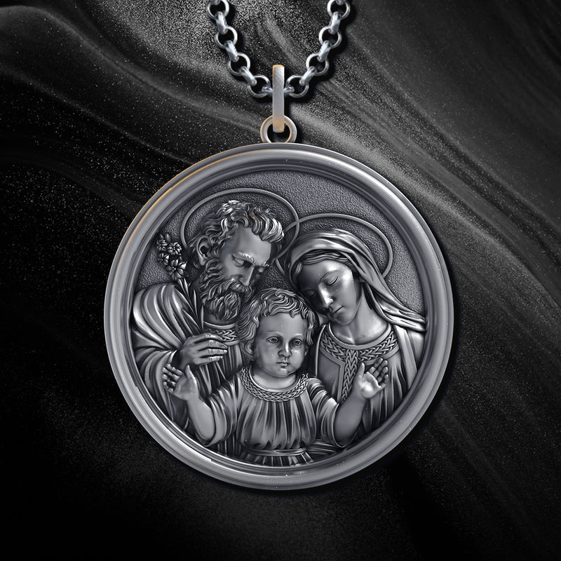 Holy Family S925K Sterling Silver Pendant Necklace