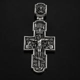 Orthodox S925K Silver Double-Sided Engraved Jesus Christ Crucified and Saints Orthodox Necklace