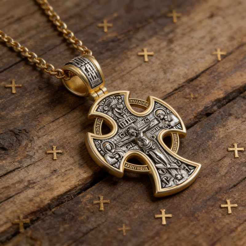 silver 925 リバーシブル キリスト クロス レゲエ ジーザス ラスタ Double-sided S925k silver pendant depicting the Passion of Christ