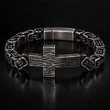 Men’s Vintage Hammered Cross Byzantine Chain Bracelet