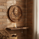Jesus Christ Round Wooden Carving