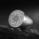 Vintage Titanium Seven Archangel Signet Ring - Amulet Against Evil Eyes, Curses, Spells for daily faith wear and Christian gifting
