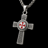 Knights Templar Celtic Knot Cross Necklace for Men, Red Enamel Templar Symbol Stainless Steel Pendant Product Parameters