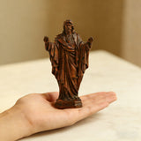 Hand Carved Sacred Heart of Jesus Virgin Mary Wooden Tabletop Ornament
