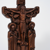 Orthodox Altar Table Ornament: Saints and the Crown of Thorns — Hand-Carved Wooden Cross