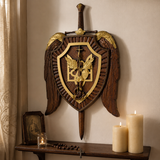 Archangel Michael Sword & Shield Wall Plaque - Divine Protection in Spiritual Warfare - product view