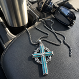 "By His Wounds We Are Healed" - Handcrafted Turquoise Crown of Thorns Cross - A Daily Symbol of Hope & Protection