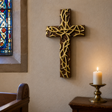 Hand-Carved Beechwood Crown of Thorns Wall Cross