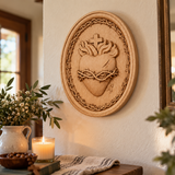 Sacred Family Three Sacred Hearts Wall Decoration Wood Sculpture