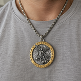 Two-Tone St. Michael Archangel Protection Medal Stainless Steel Necklace