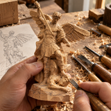 Boxwood Archangel Michael Carving: A Christmas Gift of Divine Protection