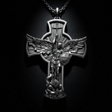 New titanium steel/S925K silver Archangel St. Michael necklace