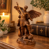 Boxwood Archangel Michael Carving: A Christmas Gift of Divine Protection