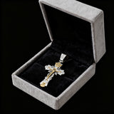 Gold-Plated Copper Crucifix Pendant with Jesus Christ and Religious Figures