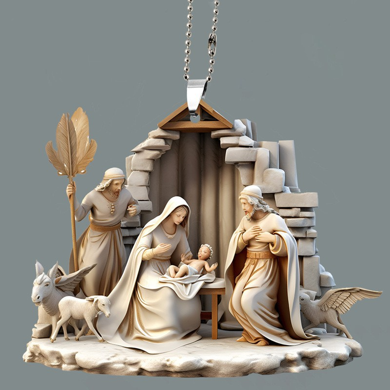 7 Styles Nativity Scene Acrylic Pendants | Christian Christmas Decor for Car Rearview Mirror, Backpack & More