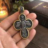S925 Sliver Handcrafted Double-Sided Redemption: Archangel Michael Guardian Cross Pendant