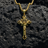 Golden St. Benedict Exorcism Cross - Blessings to you and your family