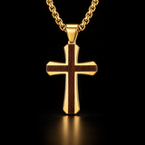 Christian Cross Necklace – Solid Rosewood & Titanium Steel Faith Pendant